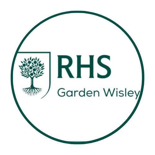 RHS Garden Wisley logo with a tree design on a white background